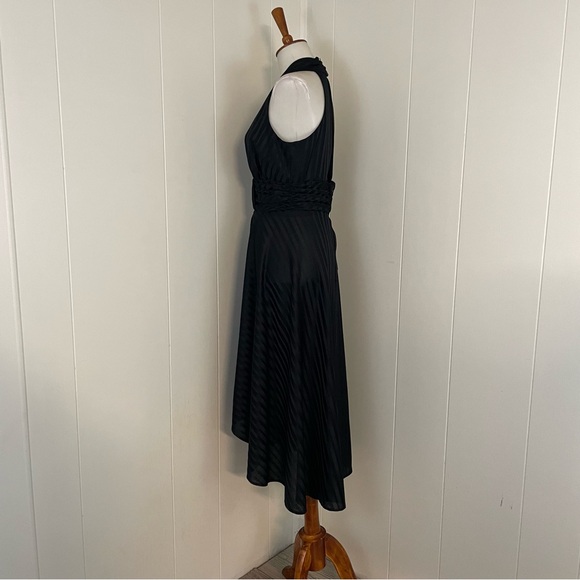 Vintage Black Dress Women’s M Sleeveless Halter V-Neck A-Line Midi - Picture 5 of 9